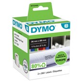 DYMO 99012 LW ADDRESS LABELS 89 X 36MM WHITE ROLL 260 BOX 2