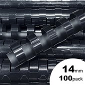 FELLOWES BINDING COILS PLASTIC A4 21 LOOP 14MM BLACK PACK 100