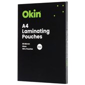 OKIN LAMINATING POUCH A4 80 MICRON GLOSS BOX 100