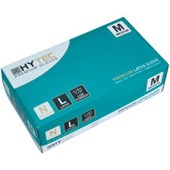 HYTEC DISPOSABLE GLOVES LATEX LOW POWDER CLEAR MEDIUM BOX 100