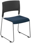EDEN SLIM VISITOR CHAIR STACKABLE LINKABLE BLACK FRAME WITH QUANTUM NAVY SEAT