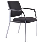 BURO LINDIS VISITOR CHAIR 4LEG BASE WITH ARMS  UPHOLSTERED BACK ARMS JETT FABRIC BLACK