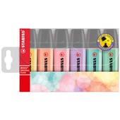 STABILO BOSS HIGHLIGHTER CHISEL PASTEL WALLET 6