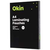 OKIN LAMINATING POUCH A4 100 MICRON MATTE PACK 100