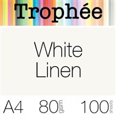 TROPHEE COLOURED PAPER A4 80GSM WHITE LINEN PACK 100