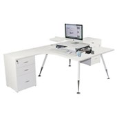 SYLEX FLEET 2 PERSON CORNER WORKSTATION W2800 X D1400MM WHITE FRAME WHITE TOP