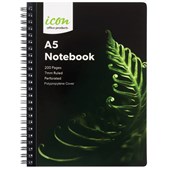 ICON SPIRAL NOTEBOOK A5 POLYPROP COVER BLACK 200 PAGE