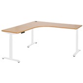 PULSE HEIGHT ADJUSTABLE ELECTRIC WORKSTATION WHITE FRAME BEECH TOP W1500 X W1500 X D600MM