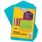 MARBIG SLIMPICK FOOLSCAP DOCUMENT WALLET BRIGHTS BLUE PACK 10