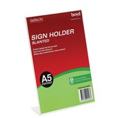 BOYD DISPLAY L SHAPED SLANTED SIGN HOLDER A5 PORTRAIT 80 RECYCLED CLEAR