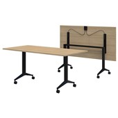 RAPID FLIP TABLE 1800 X 900MM CLASSIC OAK TOP BLACK BASE