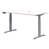 RAPID PREMIUM ELECTRIC DESK 1800 x 800MM SNOW VELVET TOP SILVER BASE