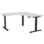 KNIGHT HAVEN 3 COLUMN ELECTRIC WORKSTATION W1500W X W1500 X D700MM BLACK FRAME WHITE TOP