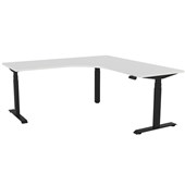 KNIGHT HAVEN 3 COLUMN ELECTRIC WORKSTATION W1800W X W1800 X D700MM BLACK FRAME WHITE TOP