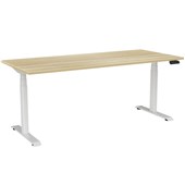 KNIGHT HAVEN ELECTRIC DESK W1800 X D800 X H6301280MM WHITE FRAME ATLANTIC OAK TOP