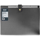 FM PORTABLE EXPANDING FILE A4 5 POCKET GUNMETAL BLACK