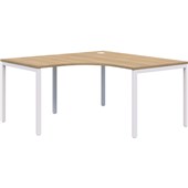 AVERO FIXED HEIGHT WORKSTATION 90 DEGREES 1800X1800MM WHITE FRAME CLASSIC OAK TOP