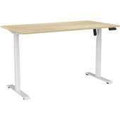 KNIGHT HAVEN BOOST ELECTRIC SINGLE SIDED DESK W1500 X D800MM WHITE FRAME ATLANTIC OAK TOP