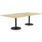 KNIGHT POLO BOARDROOM TABLE W2400 X D1200 BLACK FRAME ATLANTIC OAK TOP