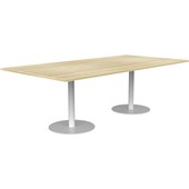 KNIGHT POLO BOARDROOM TABLE W2400 X D1200 WHITE FRAME ATLANTIC OAK TOP