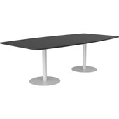 KNIGHT POLO BOARDROOM TABLE W2400 X D1200 WHITE FRAME BLACK TOP