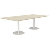KNIGHT POLO BOARDROOM TABLE W2400 X D1200 WHITE FRAME NORDIC MAPLE TOP