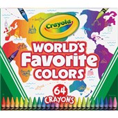 CRAYOLA WORLDS FAVORITE COLORS CRAYONS PACK 64 WITH SHARPENER