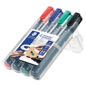 STAEDTLER 352 LUMOCOLOR PERMANENT MARKER BULLET 20MM ASSORTED WALLET 4