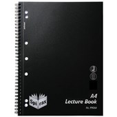 SPIRAX P906A LECTURE BOOK 7MM RULED 7 HOLE PUNCHED WIRO BOUND A4 BLACK