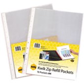 MARBIG KWIK ZIP DISPLAY BOOK REFILL A4 CLEAR PACK 10