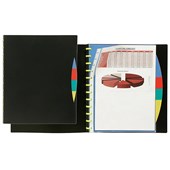 MARBIG KWIK ZIP DISPLAY BOOK REFILLABLE 20 POCKET WITH DIVIDERS A4 BLACK