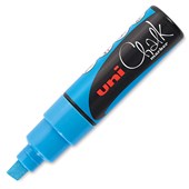 UNI CHALK MARKER CHISEL TIP 8MM LIGHT BLUE
