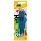 BIC CLIC RETRACTABLE BALLPOINT PEN 10MM BLUE PACK 3