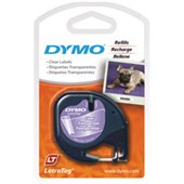 DYMO 16952 LETRATAG LABELLING TAPE PLASTIC 12MM X 4M BLACK ON CLEAR