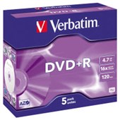 VERBATIM 95049 DVDR 47GB 16X JEWEL CASE SILVER PACK 5