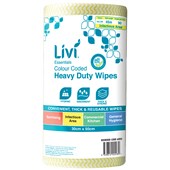 LIVI COMMERCIAL WIPES ANTIBACTERIAL YELLOW ROLL 90 SHEETS