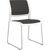 KNIGHT GAME VISITOR CHAIR STACKABLE SILVER FRAME WITH BREATHE FABRIC BLACK