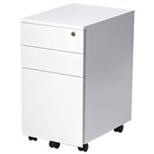 FIRSTLINE MOBILE 2 DRAWER 1 FILE SLIMLINE W310 X D472 X H610MM WHITE SATIN