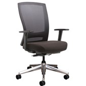 BURO MENTOR OFFICE CHAIR MESH BACK WITH ARMS POLISHED ALUMINUM BASE BLACK