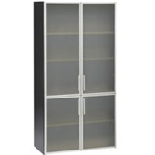 PULSE CUPBOARD OS555 4 GLASS DOORS 1800MM BEECH AND IRONSTONE