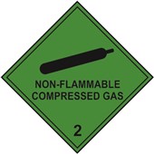 LABEL NONFLAMMABLE COMPRESSED GAS W100 X L100MM GREEN ROLL 500