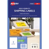 AVERY 959408 L7168FG HIGH VISIBILITY SHIPPING LABEL LASER 2UP FLUORO GREEN PACK 10