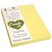 TROPHEE COLOURED PAPER A4 210GSM PASTEL YELLOW PACK 100