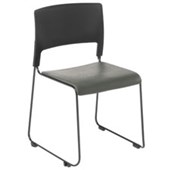 EDEN SLIM VISITOR CHAIR STACKABLE LINKABLE BLACK FRAME WITH GREY VINYL SEAT