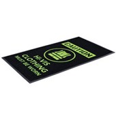 CENTURY PILE PREPRINTED MAT HI VIS CLOTHING MUST BE WORN W1500 X L850MM BLACK ABD GREEN FLURO