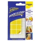 SELLOTAPE STICKY HOOK AND LOOP PADS REMOVABLE 20MM SQUARES PACK 24