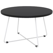 KNIGHT ZION COFFEE TABLE ROUND D600 X H450MM WHITE FRAME BLACK TOP