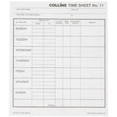 COLLINS WAGE TIMESHEET PAD NO11 W188 X L220MM 100 LEAF