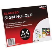 DEFLECTO SIGN HOLDER SLANTED LANDSCAPE A4 CLEAR