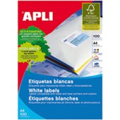 APLI 01280 LABELS A4 4UP SQUARE CORNERS W105 X L148MM WHITE PACK 100